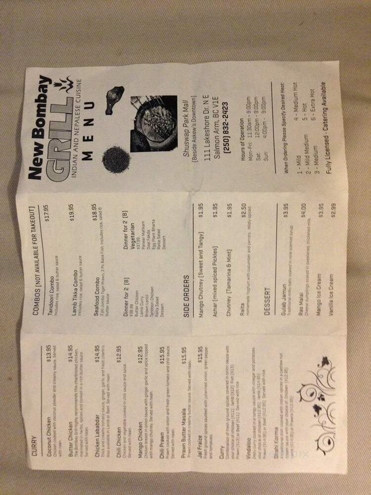 The Bombay Grill - Salmon Arm, BC menu_pic