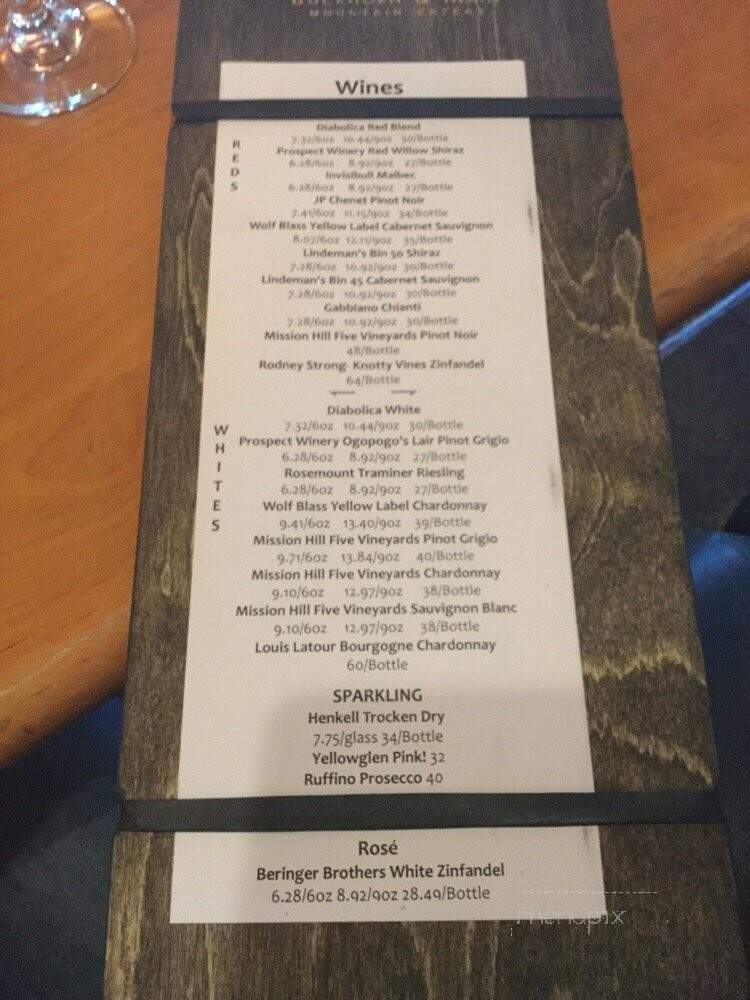 Buckhorn and Main Mountain Eatery - Kimberley, BC menu_pic