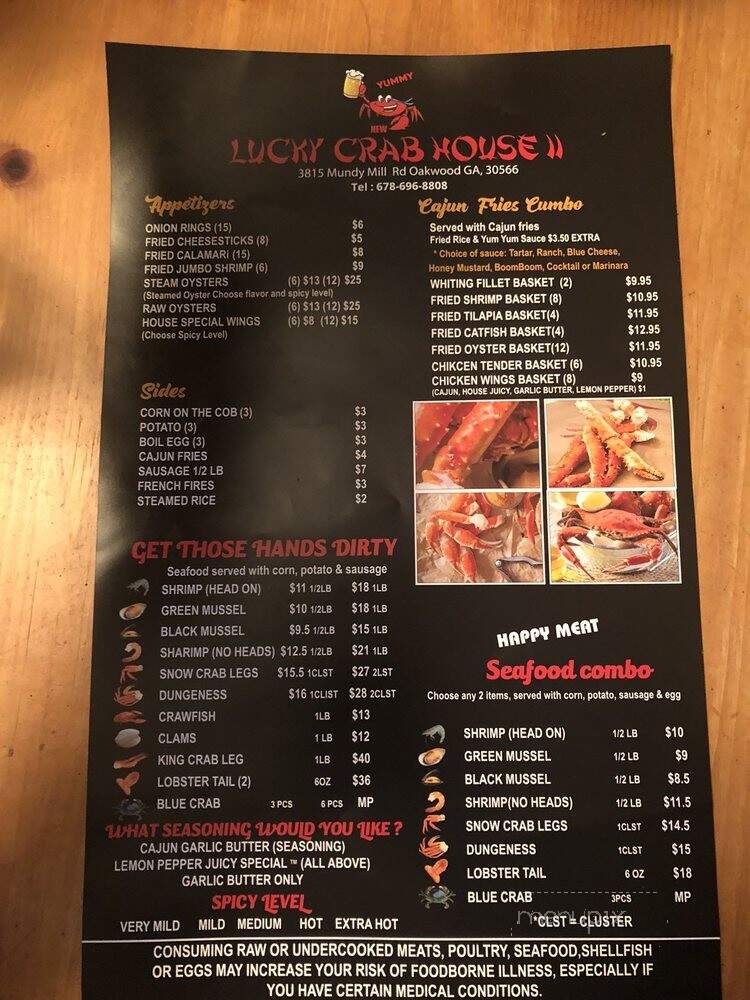 Lucky Crab House - Oakwood, GA menu_pic