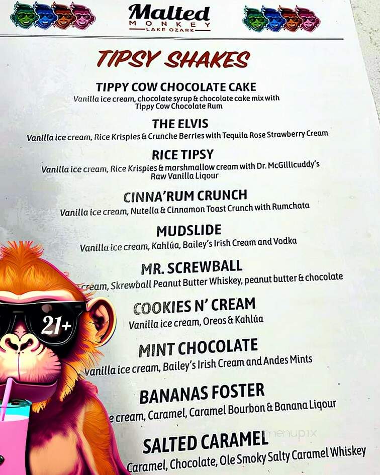 The Malted Monkey - Lake Ozark, MO menu_pic