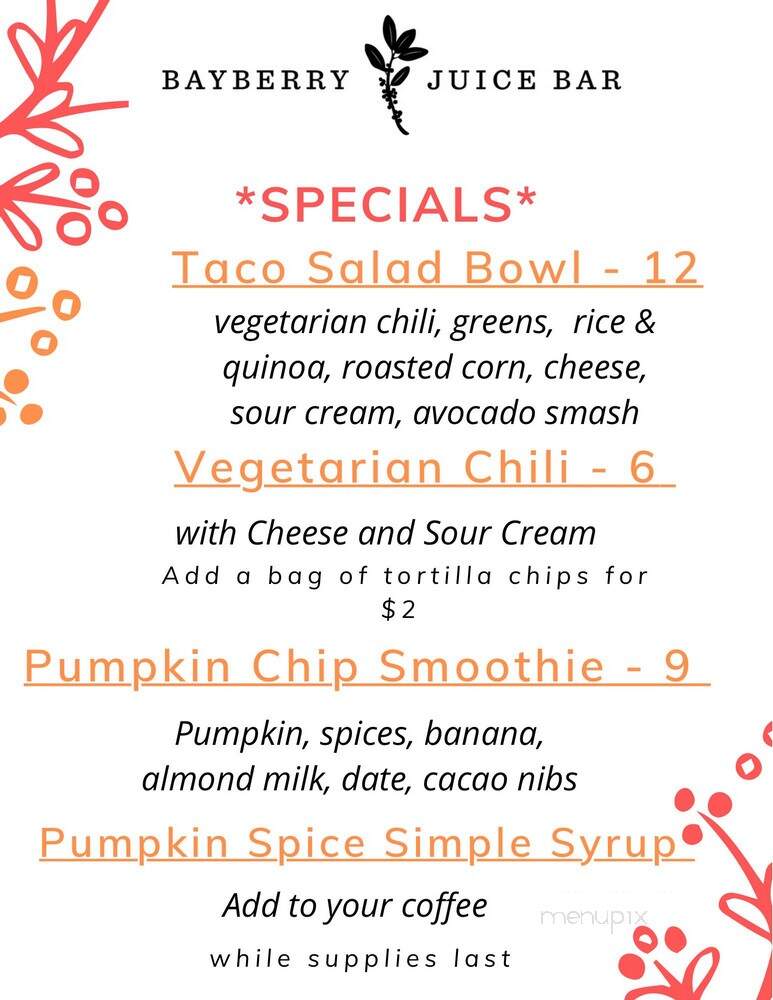 Bayberry Juice Bar - Wolfeboro, NH menu_pic