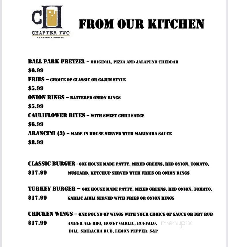 Chapter Two Brewing Company - Windsor, ON menu_pic