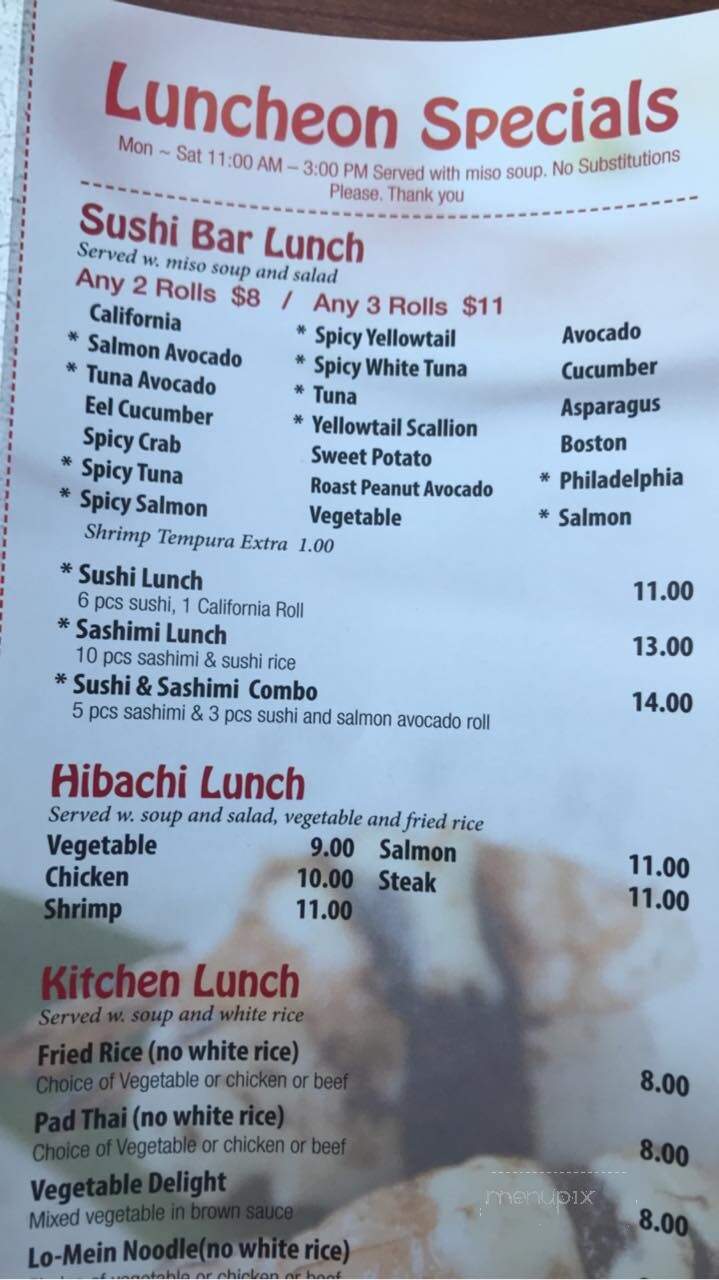 Kai Asian Fusion - Springvale, ME menu_pic