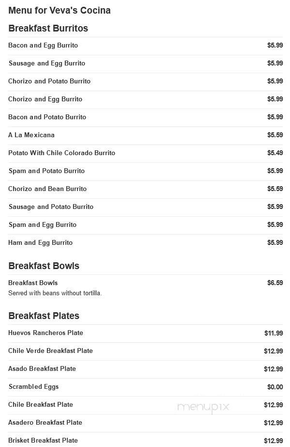 Veva's Cocina - Odessa, TX menu_pic