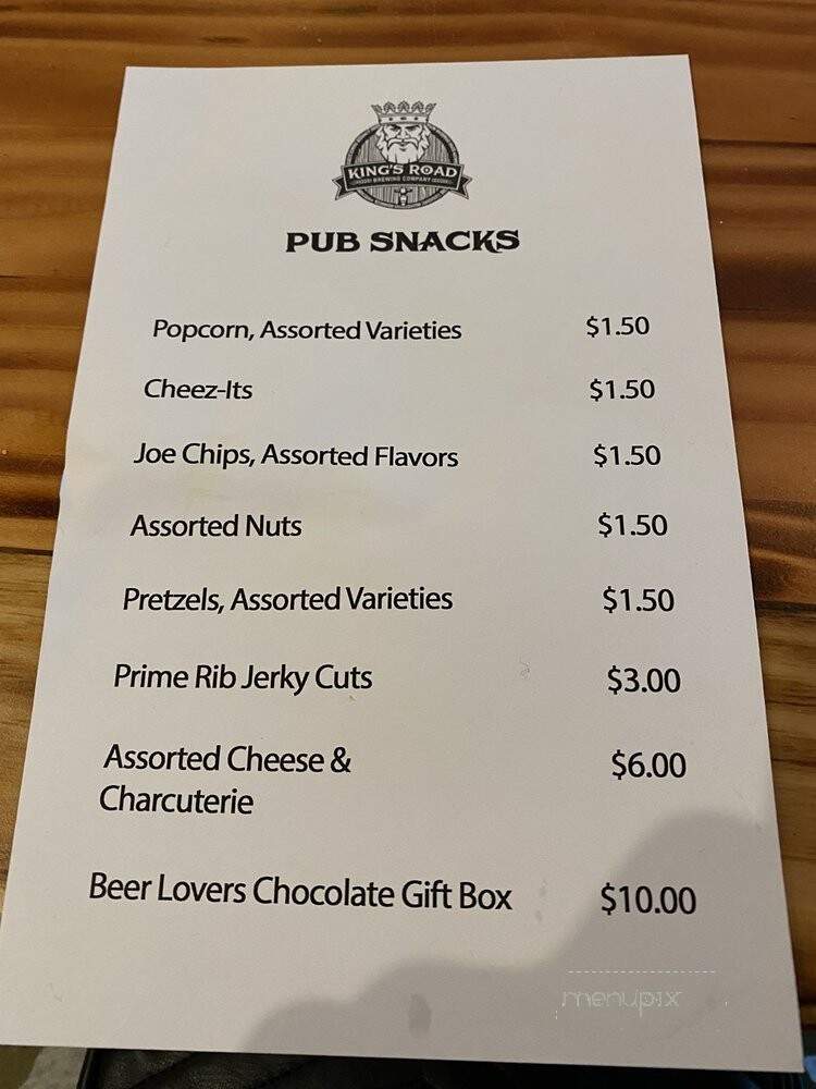 King's Road Brewing Company - Haddonfield, NJ menu_pic