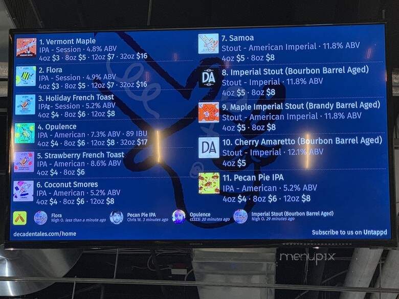 Decadent Ales - Mamaroneck, NY menu_pic