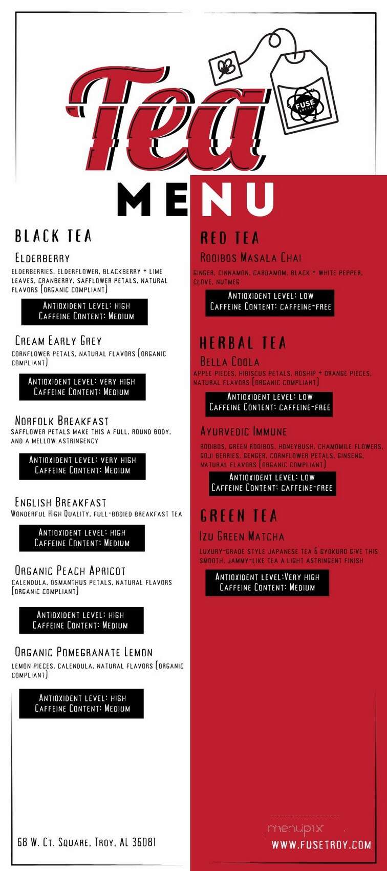 Fuse Coffee - Troy, AL menu_pic