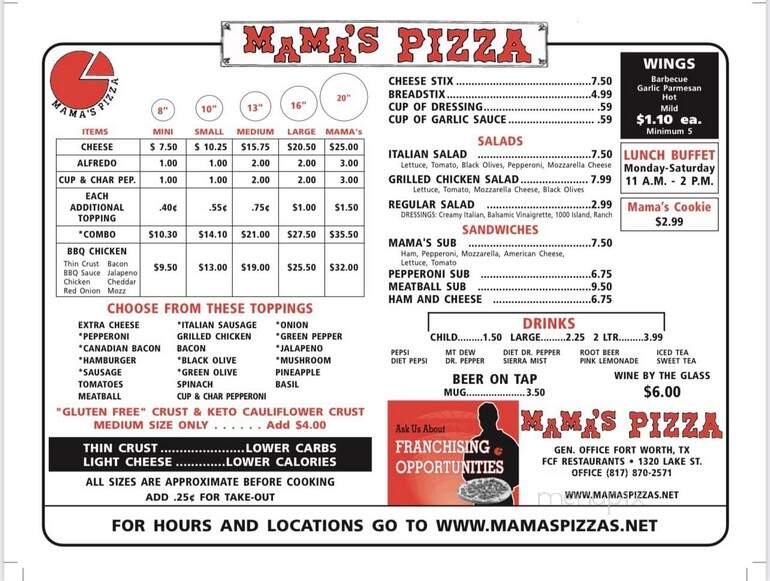 Mamas Pizza - Granbury, TX menu_pic