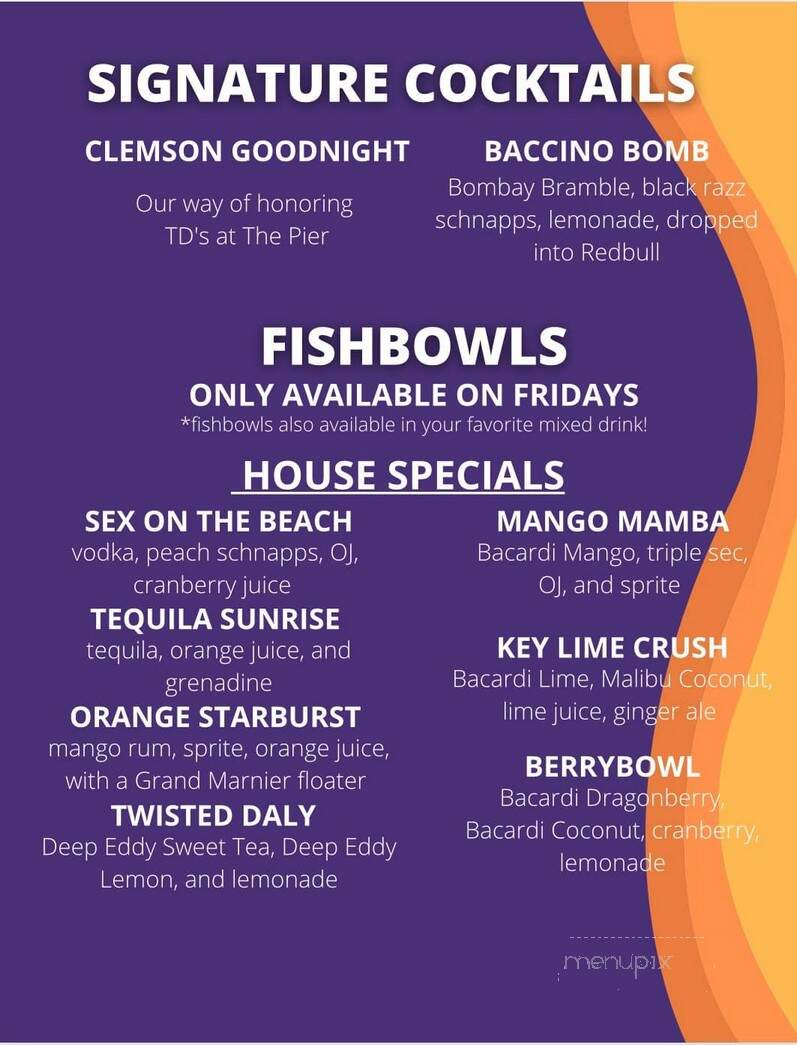 Tyler's Pub at the Pier - Seneca, SC menu_pic