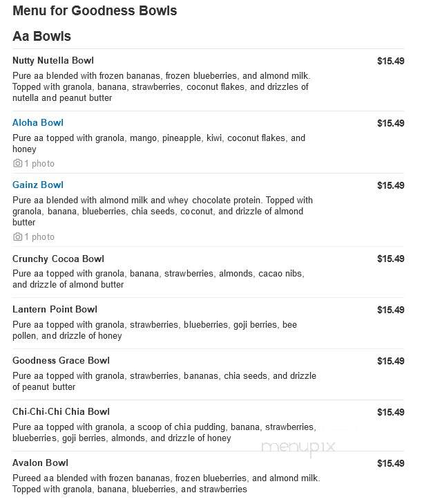 Goodness Bowls - Villanova, PA menu_pic