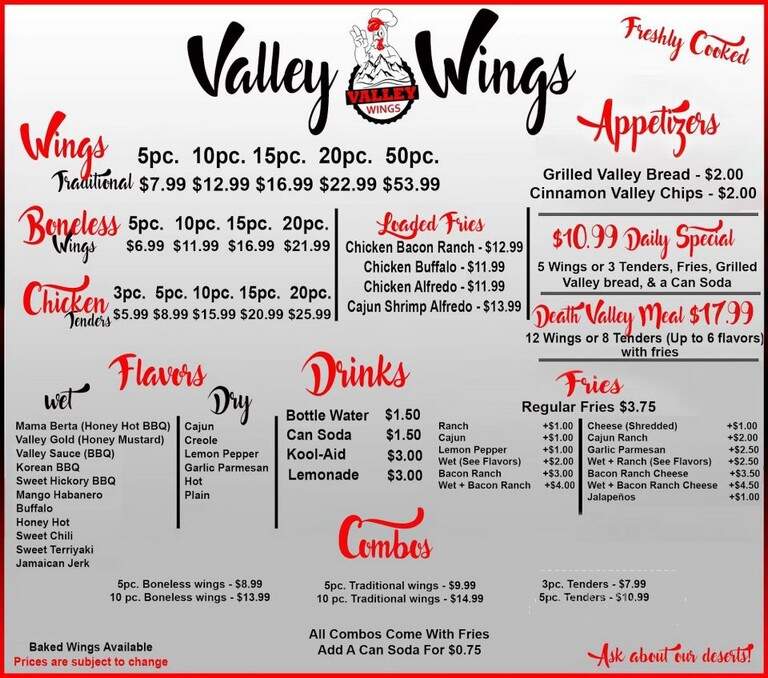 Valley Wings - Kenner, LA menu_pic