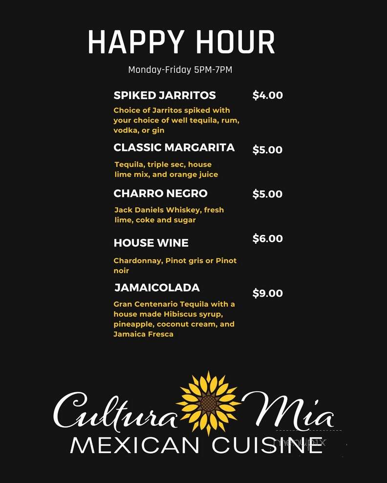 Cultura Mia Mexican Cuisine - Waco, TX menu_pic
