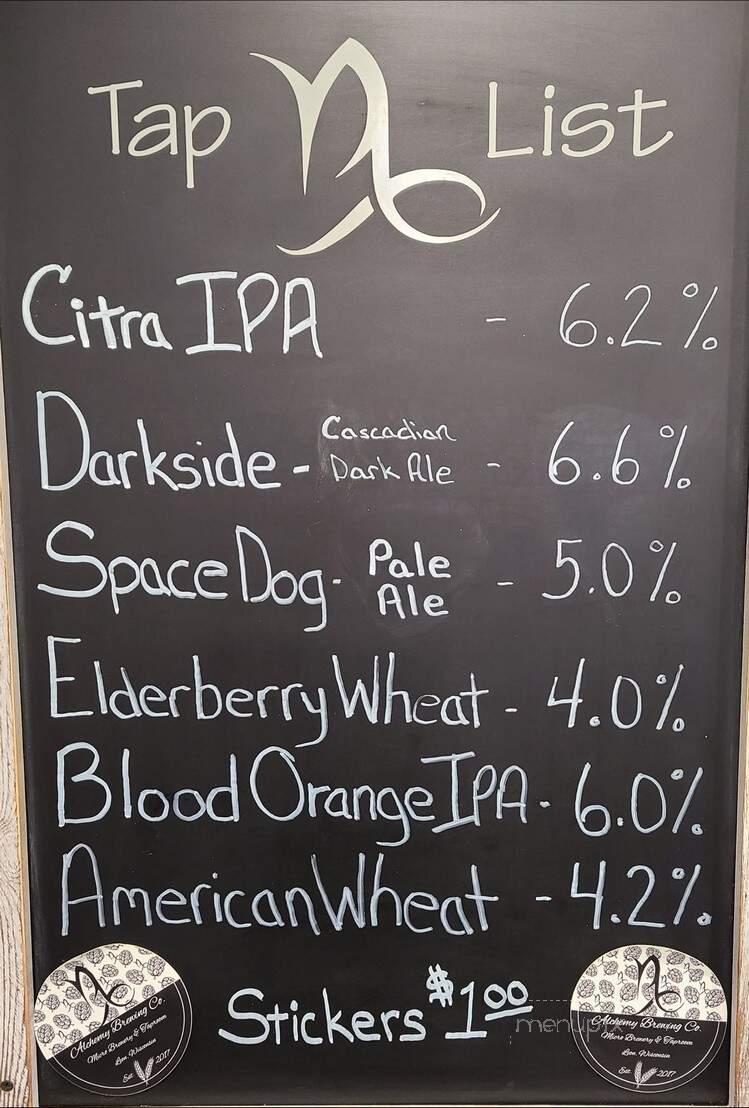 Alchemy Brewing - Cashton, WI menu_pic