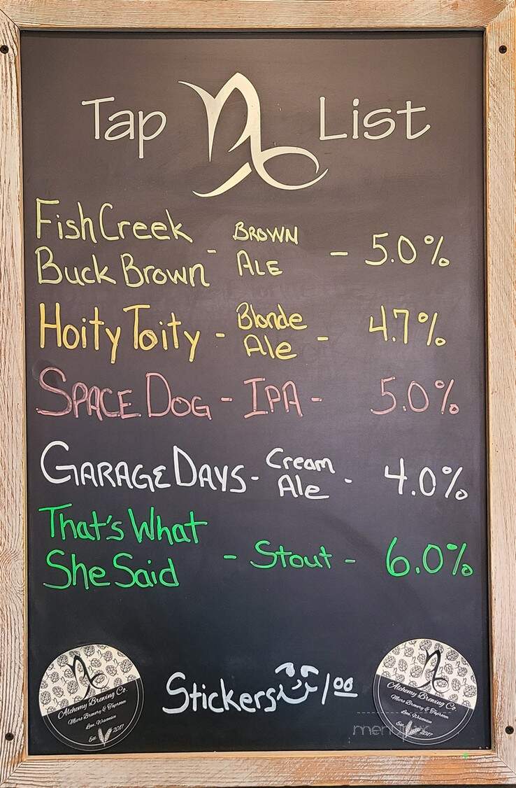 Alchemy Brewing - Cashton, WI menu_pic