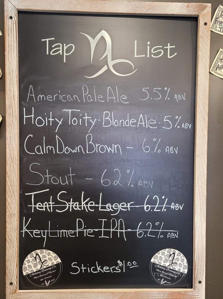 Alchemy Brewing - Cashton, WI menu_pic