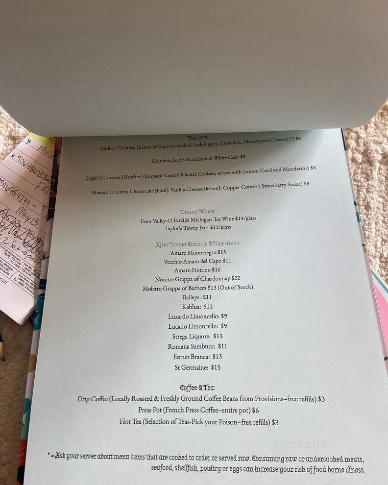 Strega Nonna - Negaunee, MI menu_pic