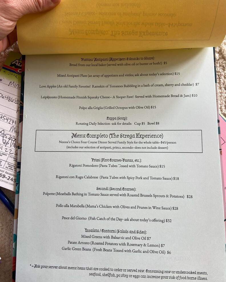 Strega Nonna - Negaunee, MI menu_pic
