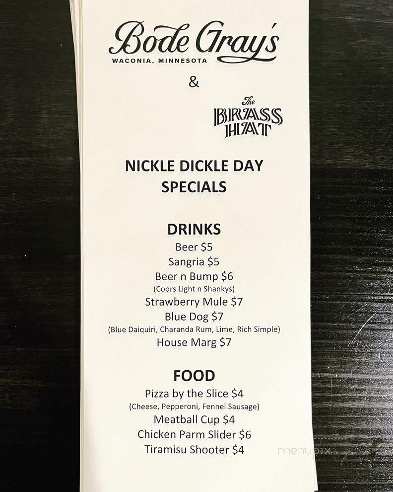 Bode Gray's - Waconia, MN menu_pic