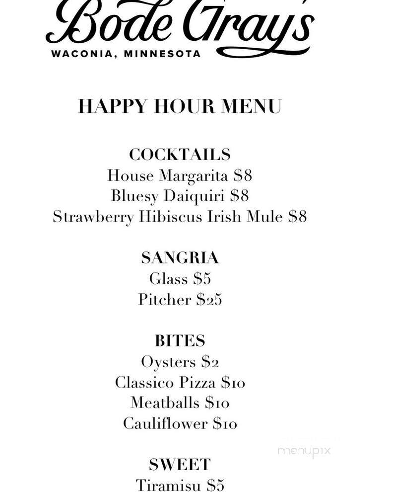Bode Gray's - Waconia, MN menu_pic