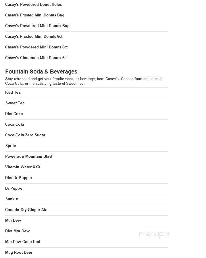 Casey's General Store - Cloverdale, IN menu_pic