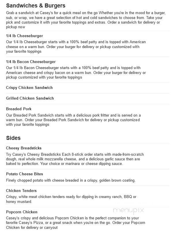 Casey's General Store - Cloverdale, IN menu_pic