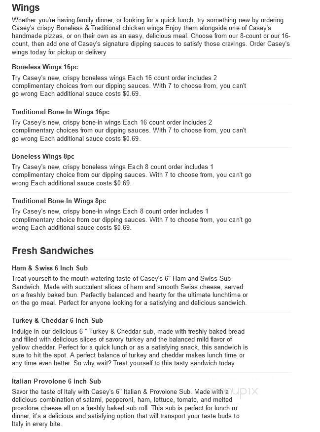Casey's General Store - Cloverdale, IN menu_pic