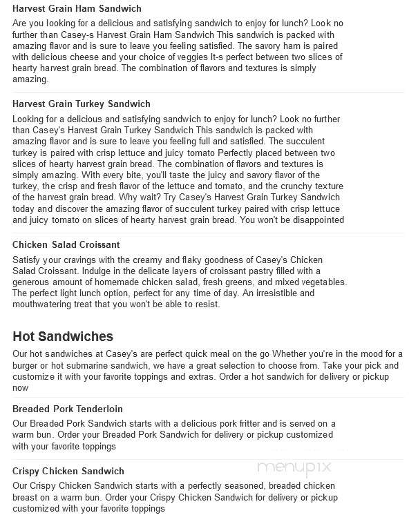 Casey's General Store - Cloverdale, IN menu_pic