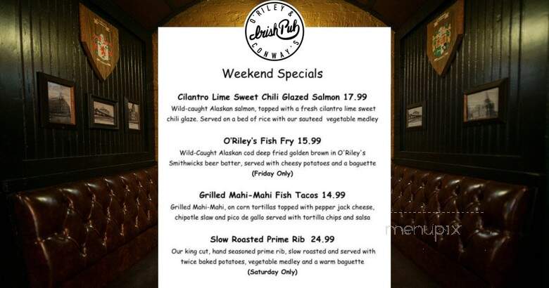 O'Riley and Conway's Irish Pub - Janesville, WI menu_pic