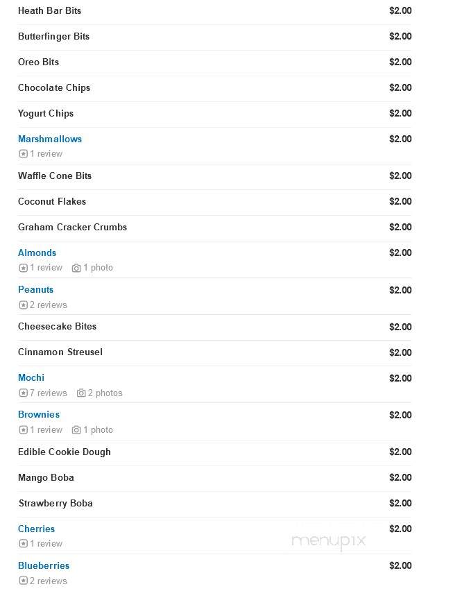 Tangelo Frozen Yogurt - Moraga, CA menu_pic