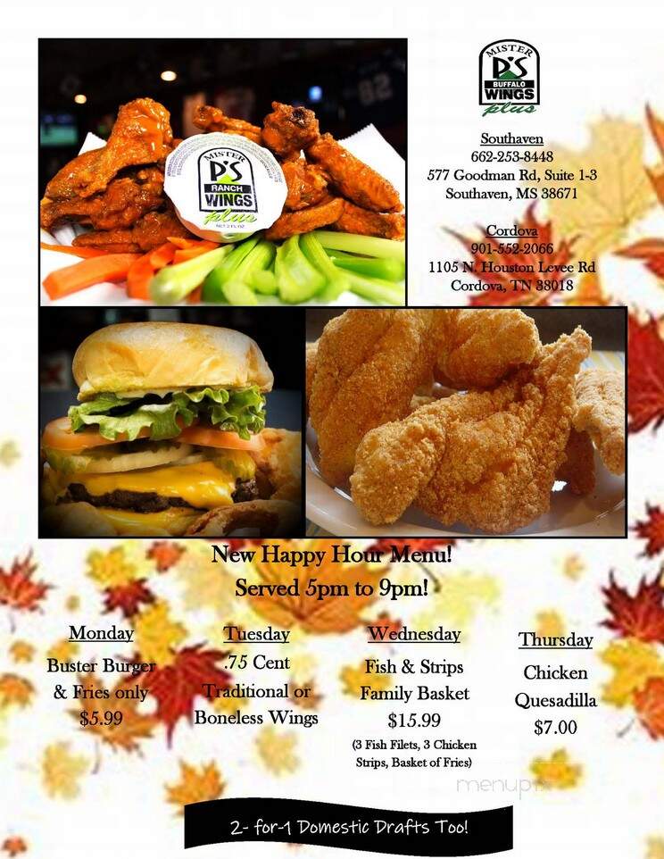 Mr P's Buffalo Wings - Cordova, TN menu_pic