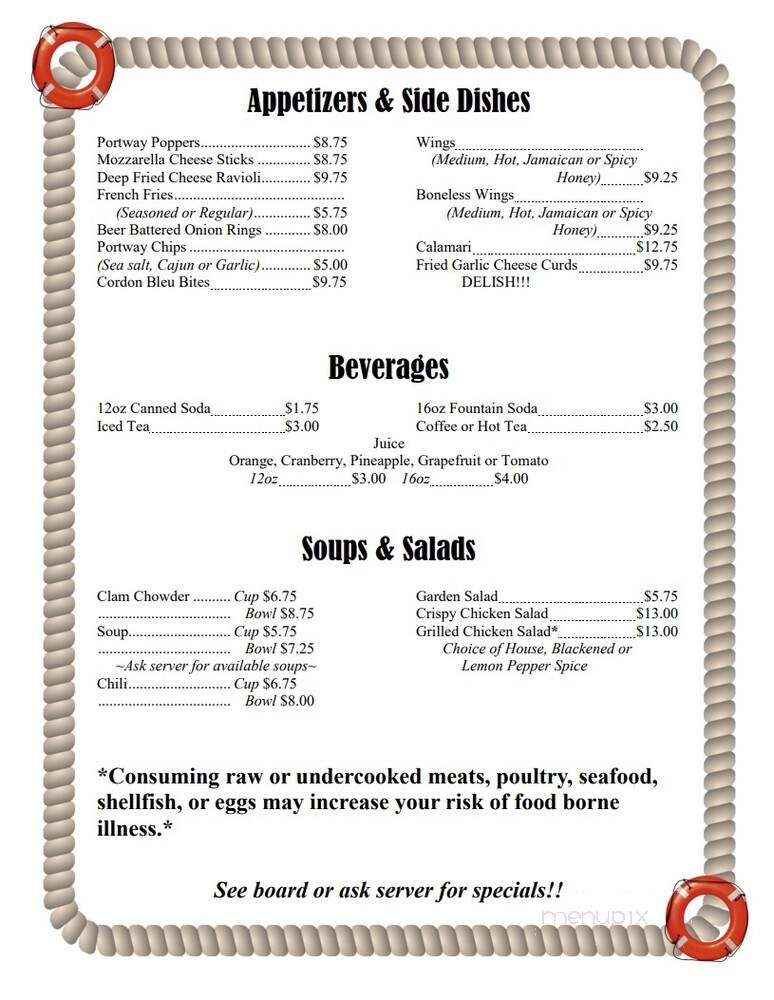 Portway - Astoria, OR menu_pic