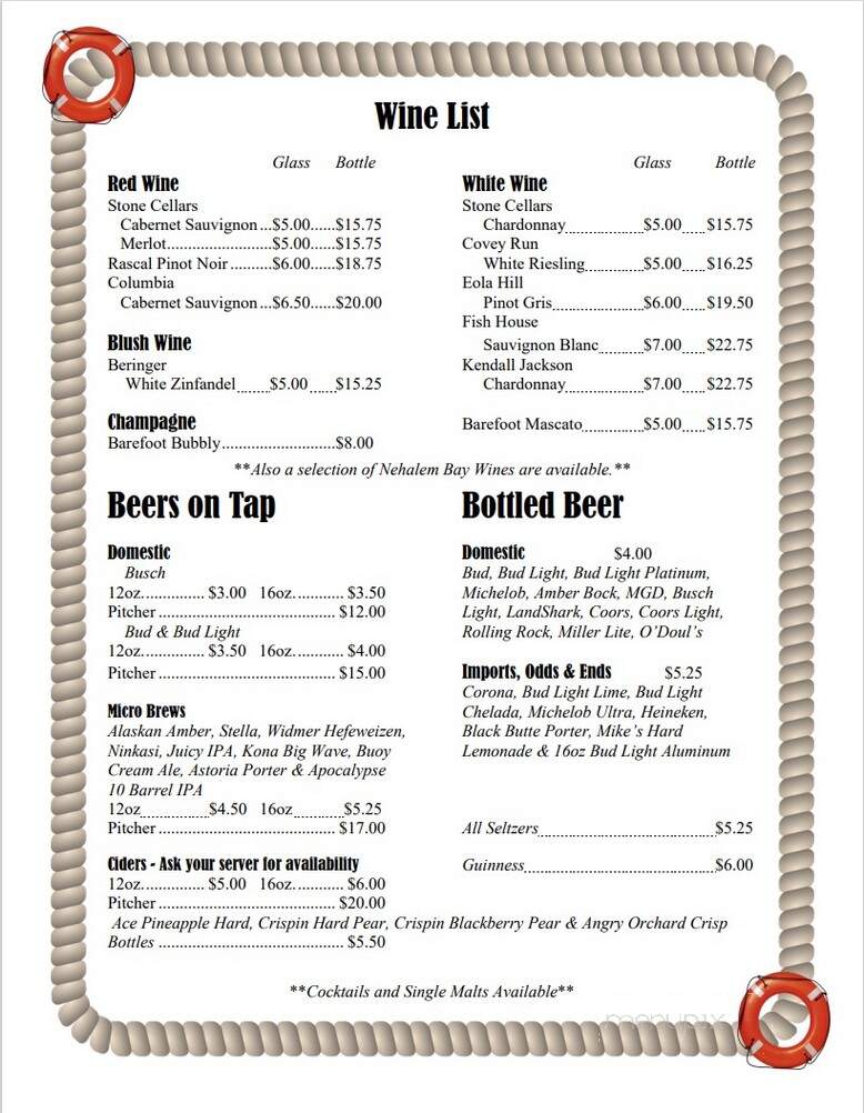 Portway - Astoria, OR menu_pic