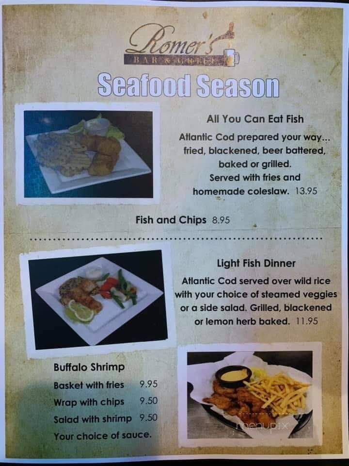 Romer's Bar Grill - Bellbrook, OH menu_pic