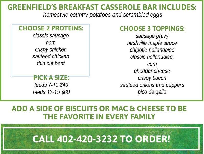Greenfield's Pancake House and Restaurant - Lincoln, NE menu_pic