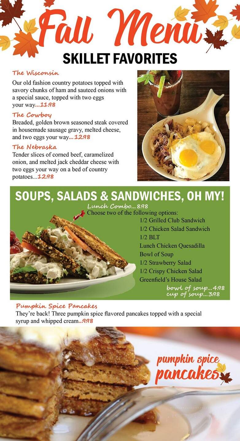 Greenfield's Pancake House and Restaurant - Lincoln, NE menu_pic