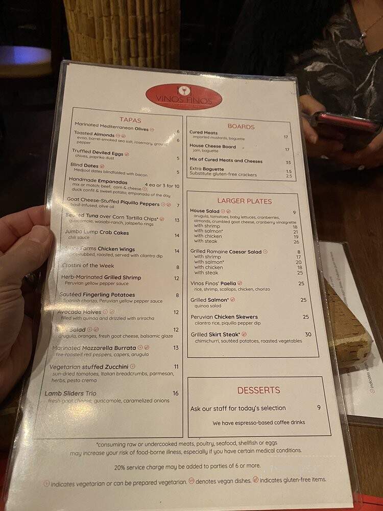 Vinos Finos Tapas and Wine Bar - Raleigh, NC menu_pic