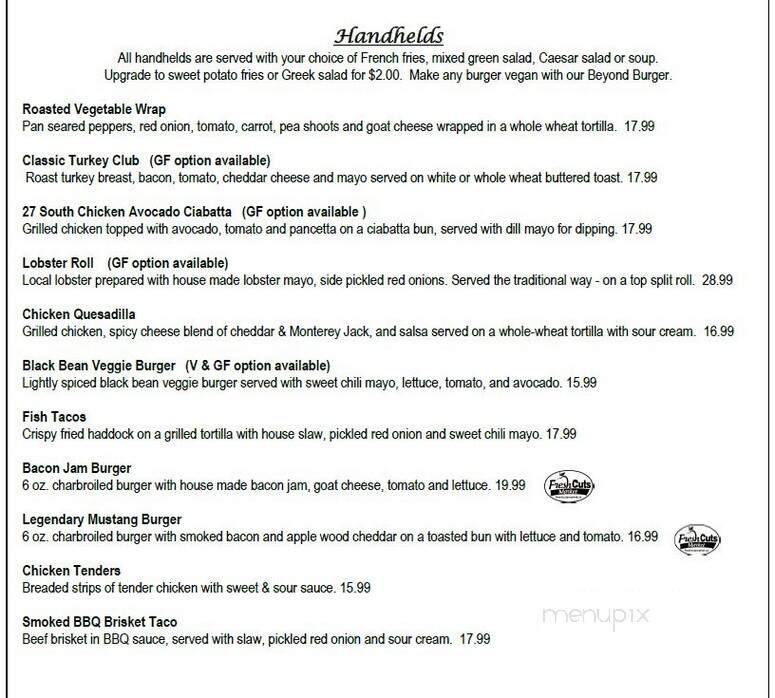 Twenty-Seven South - Bridgewater, NS menu_pic