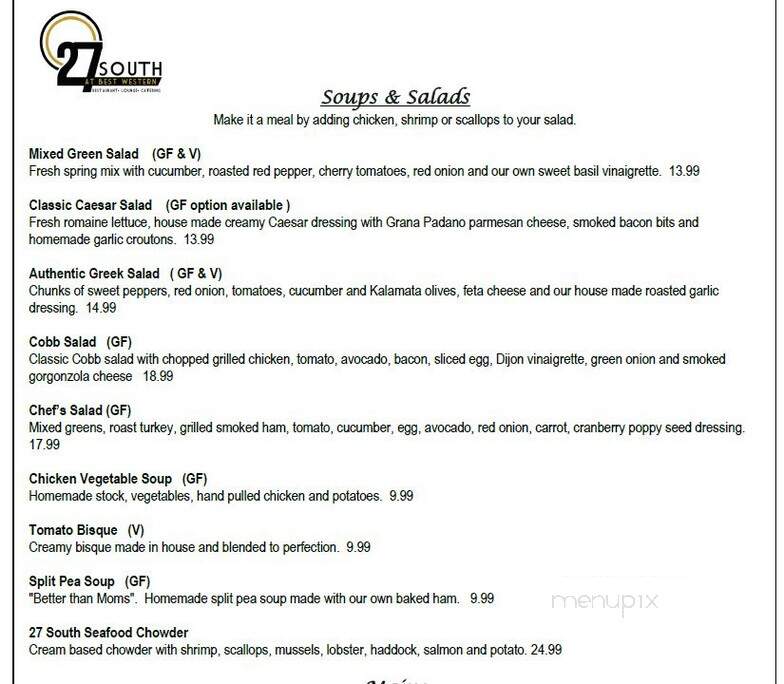 Twenty-Seven South - Bridgewater, NS menu_pic