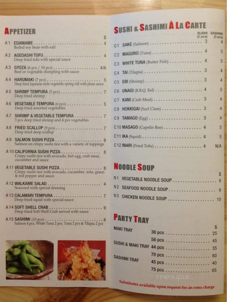 Pearl Sushi Japanese Restaurant - Toronto, ON menu_pic