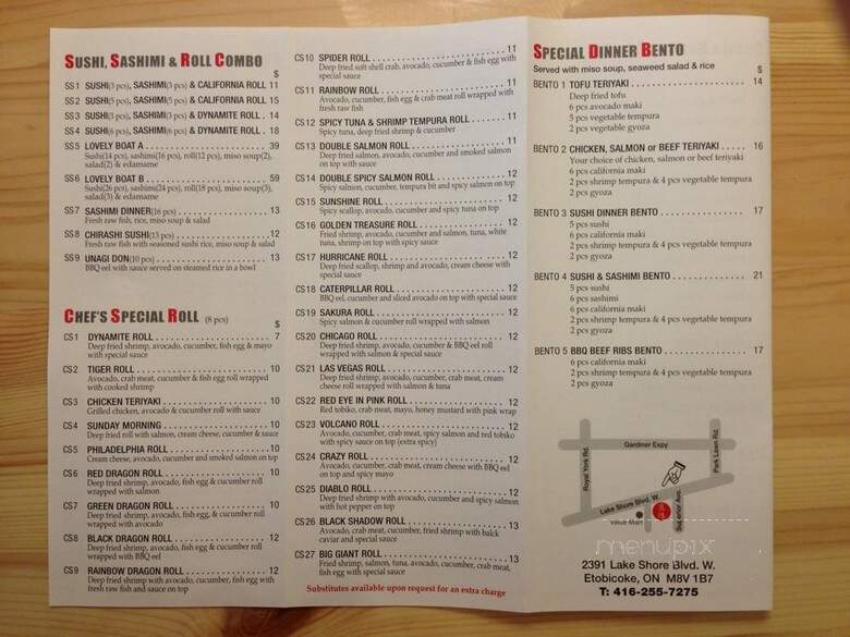 Pearl Sushi Japanese Restaurant - Toronto, ON menu_pic