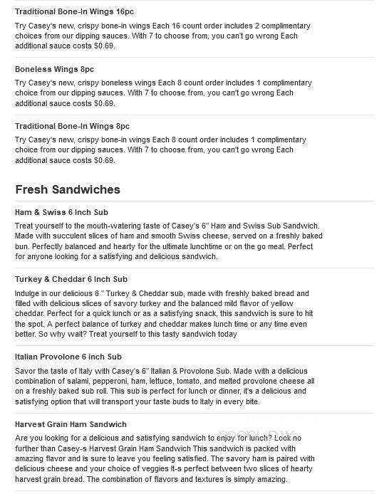 Casey's General Store - Jewell, IA menu_pic