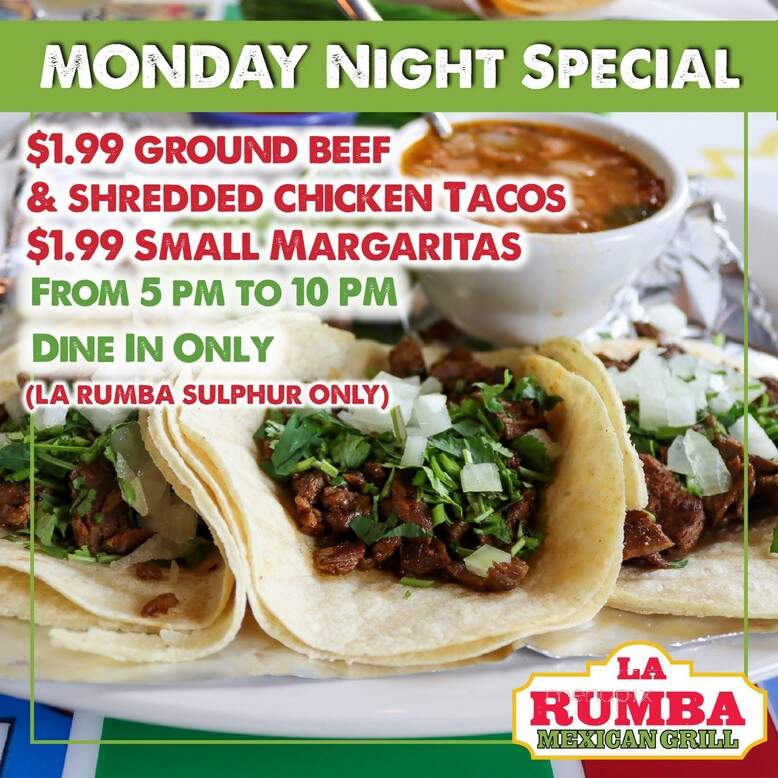 La Rumba Mexican Grill Cantina - Sulphur, LA menu_pic