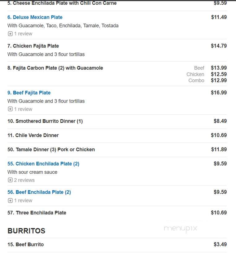 Rosa's Cafe Tortilla Factory - Wylie, TX menu_pic