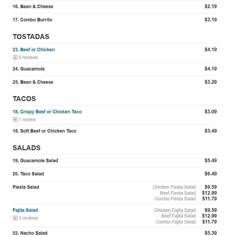 Rosa's Cafe Tortilla Factory - Wylie, TX menu_pic