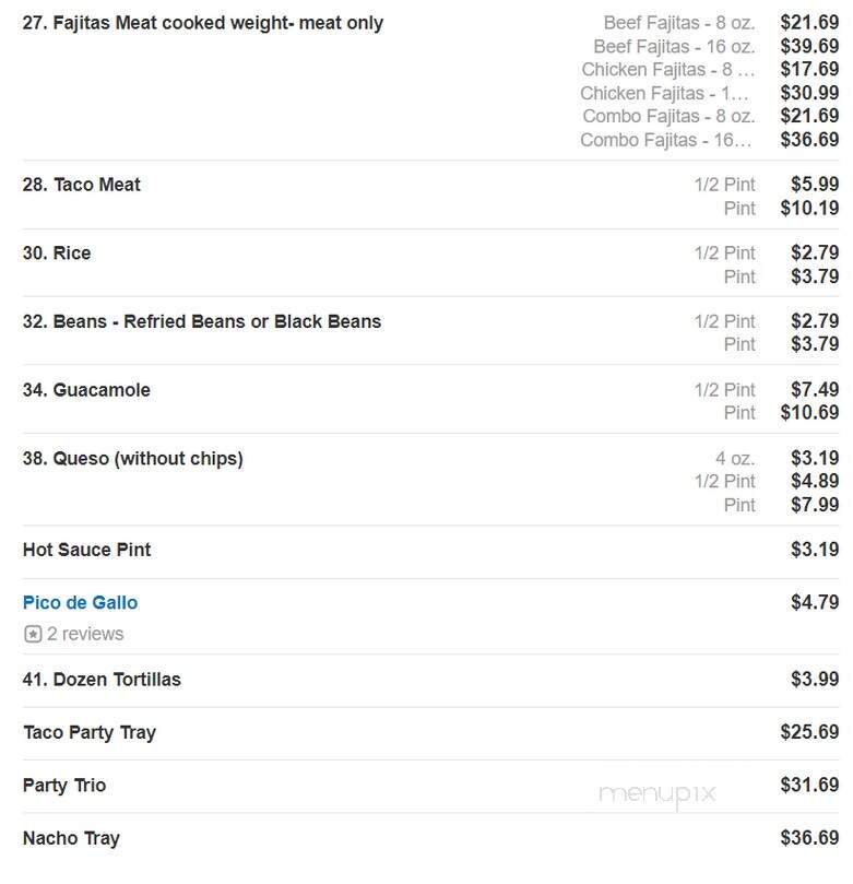 Rosa's Cafe Tortilla Factory - Wylie, TX menu_pic