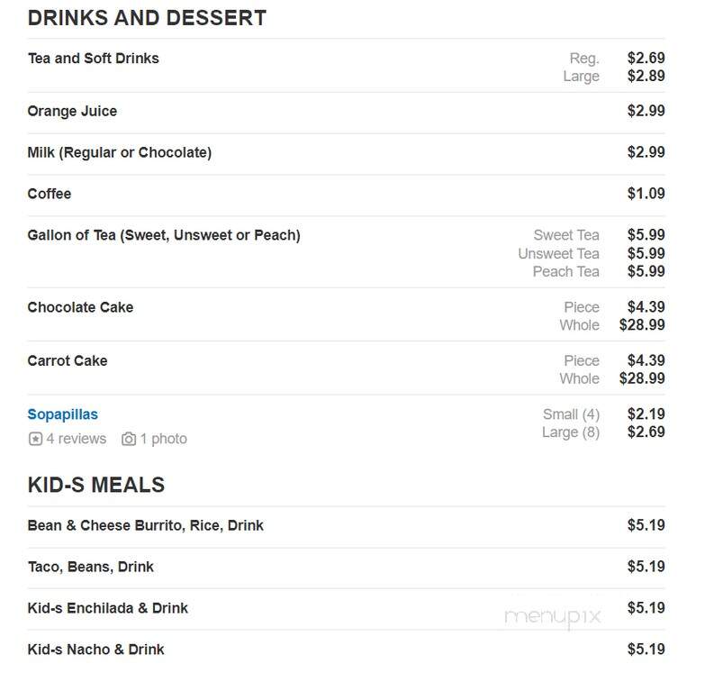 Rosa's Cafe Tortilla Factory - Wylie, TX menu_pic