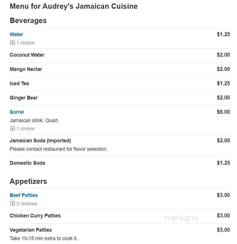 Audrey's Jamaican Cuisine - Sarasota, FL menu_pic