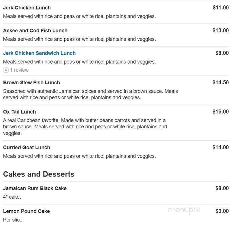 Audrey's Jamaican Cuisine - Sarasota, FL menu_pic