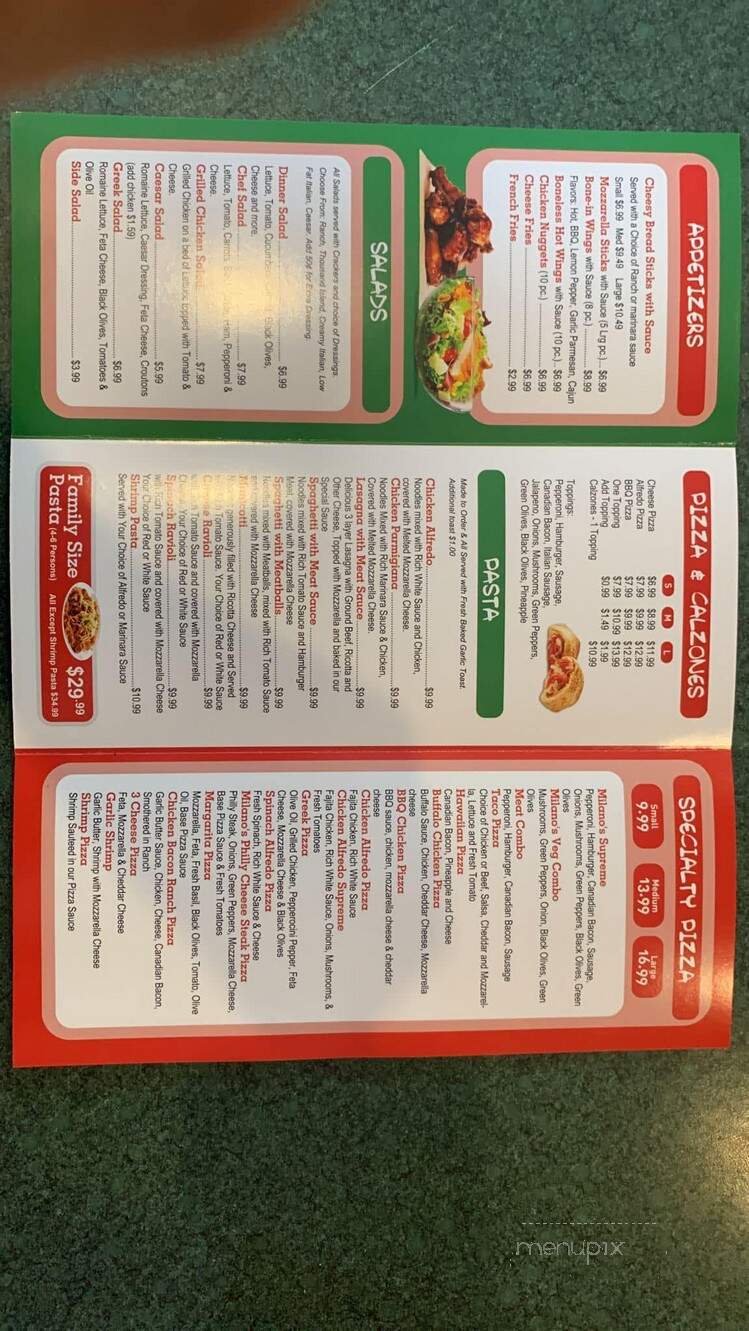 Milano's Pizzeria - Hallsville, TX menu_pic