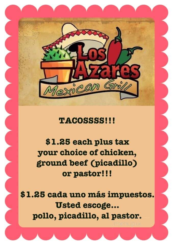 Los Azares Mexican Grill - Chicago, IL menu_pic